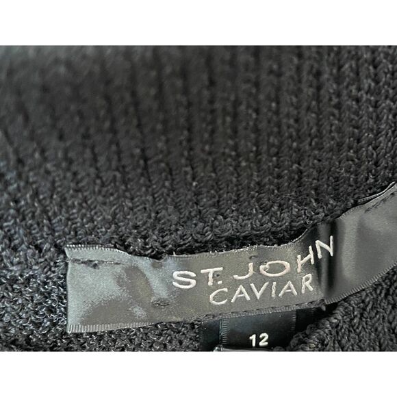 ~ St. John Caviar 12 Skirt Black Long Maxi Floor Side Slit Luxury Knit 14 16 XL - Picture 4 of 10